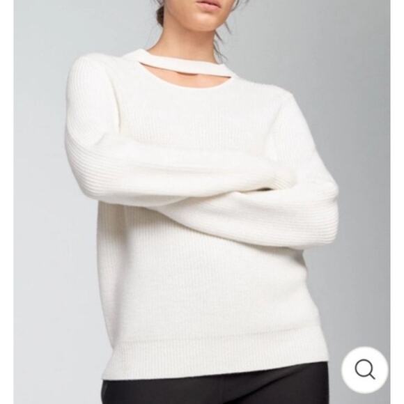 rag & bone Sweaters - Rag & Bone JEAN Tori Ivory Cutout Crewneck Sweater Merino Wool Pullover Sz M